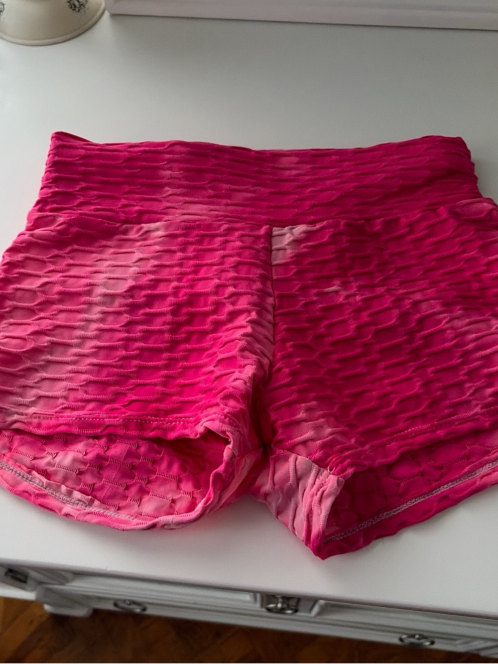 High-Waist Textured Hot Pink Women’s Shorts